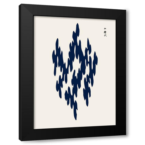 Blue Woodblock III Black Modern Wood Framed Art Print by Incado