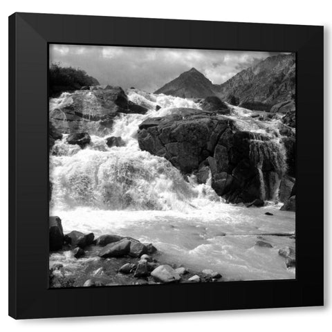 White Water Black Modern Wood Framed Art Print by PhotoINC Studio