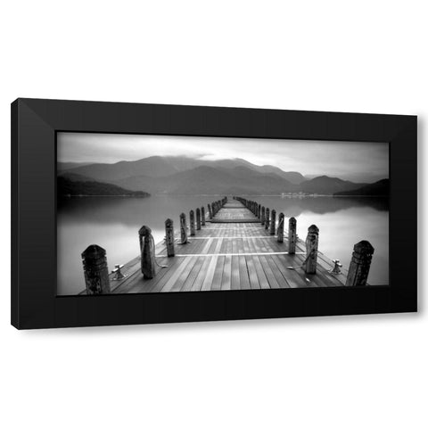 Lake Pier Black Modern Wood Framed Art Print by PhotoINC Studio