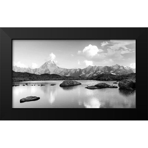 Mountain lake Black Modern Wood Framed Art Print by PhotoINC Studio