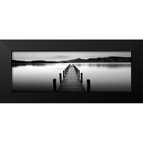 Lake Pier Black Modern Wood Framed Art Print by PhotoINC Studio