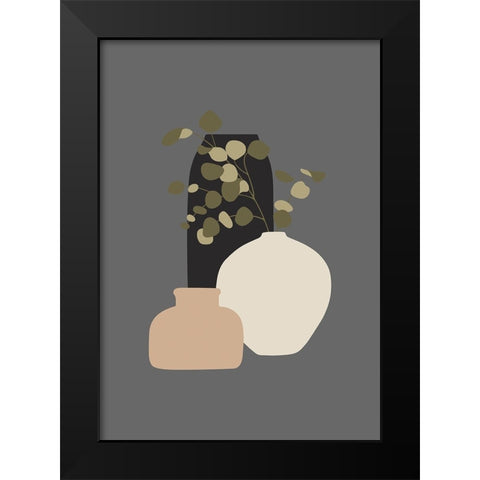 Three Vases III Black Modern Wood Framed Art Print by Incado