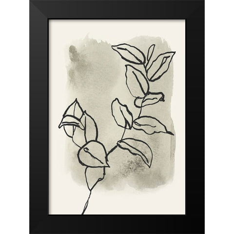 Branch Sketch Black Modern Wood Framed Art Print by Incado