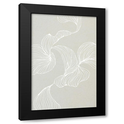 Freeform Leaves II Black Modern Wood Framed Art Print with Double Matting by Incado