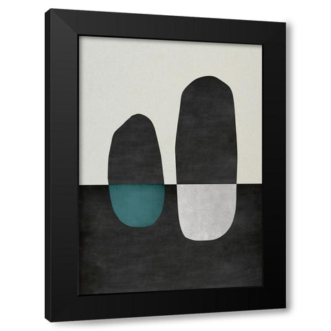 Inverted Shapes Black Modern Wood Framed Art Print by Incado
