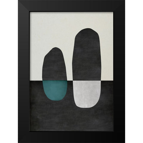 Inverted Shapes Black Modern Wood Framed Art Print by Incado