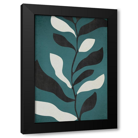 Abstract Leaves Black Modern Wood Framed Art Print by Incado