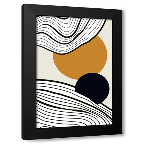 Sun and Moon Rise Black Modern Wood Framed Art Print by Incado