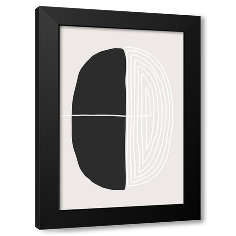 Black and White Oval Black Modern Wood Framed Art Print with Double Matting by Incado