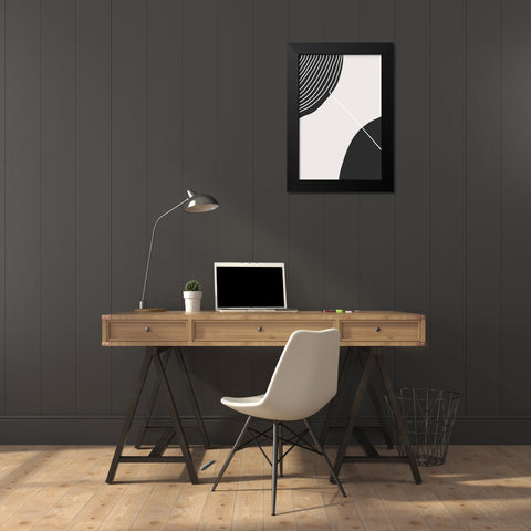 Connected Circles Black Modern Wood Framed Art Print by Incado