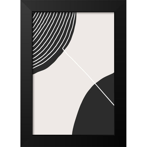 Connected Circles Black Modern Wood Framed Art Print by Incado