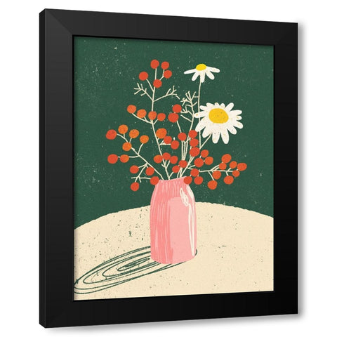 Vase Floral Black Modern Wood Framed Art Print by Incado
