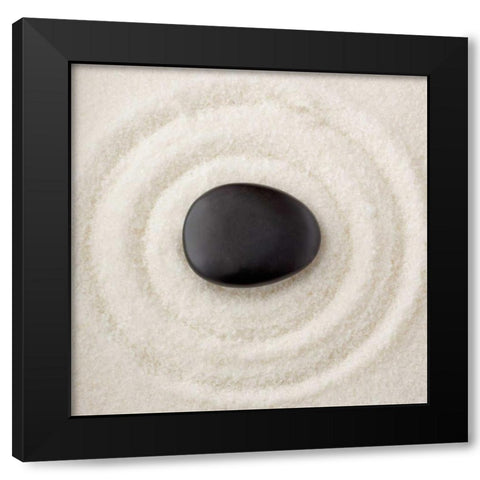 Zen Pebble Black Modern Wood Framed Art Print by PhotoINC Studio