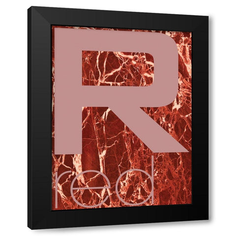 Red marble 03 Black Modern Wood Framed Art Print with Double Matting by TypeLike
