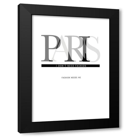 Paris Black Modern Wood Framed Art Print with Double Matting by TypeLike