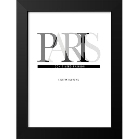 Paris Black Modern Wood Framed Art Print by TypeLike