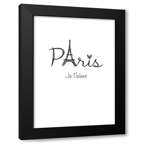 Je ta aime Black Modern Wood Framed Art Print by TypeLike
