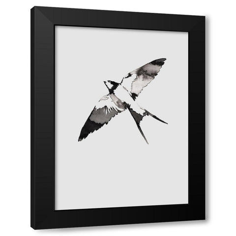 Flying Bird III Black Modern Wood Framed Art Print with Double Matting by Incado
