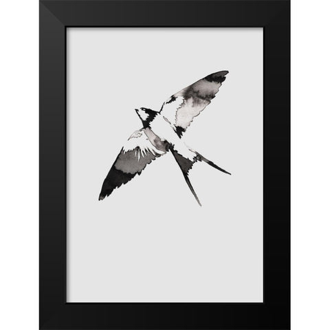 Flying Bird III Black Modern Wood Framed Art Print by Incado