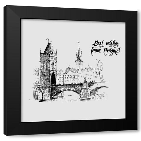 Prague Black Modern Wood Framed Art Print by TypeLike