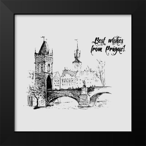 Prague Black Modern Wood Framed Art Print by TypeLike