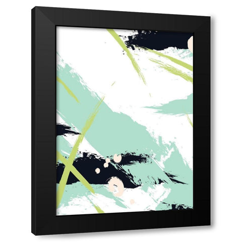 Turquoise Black Modern Wood Framed Art Print with Double Matting by Incado