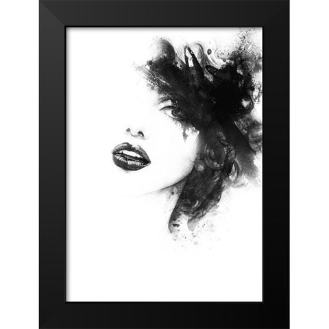 Shadow Girl Black Modern Wood Framed Art Print by Incado