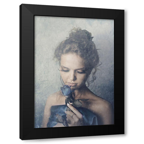Dark Rose Black Modern Wood Framed Art Print by PhotoINC Studio