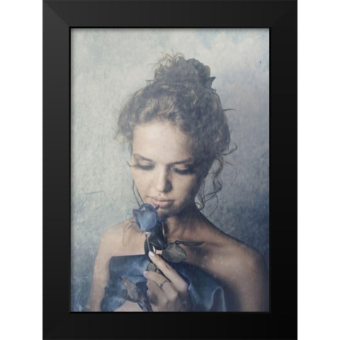 Dark Rose Black Modern Wood Framed Art Print by PhotoINC Studio