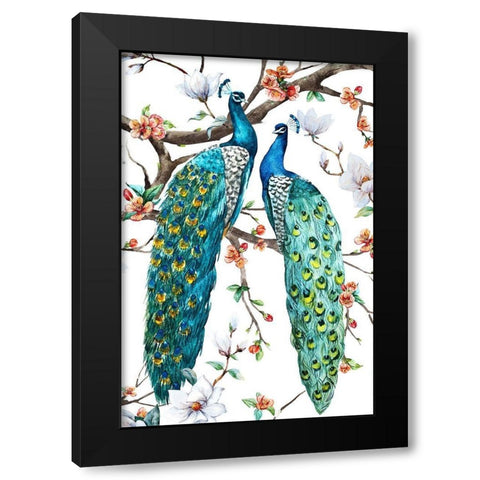 Paradis Birds I Black Modern Wood Framed Art Print with Double Matting by Incado
