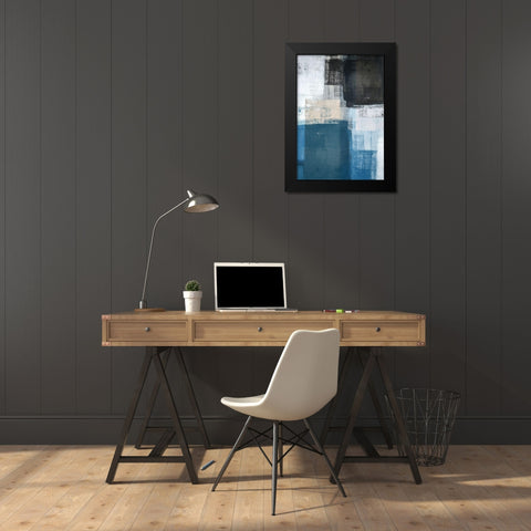 Abstract Blue II Black Modern Wood Framed Art Print by Incado