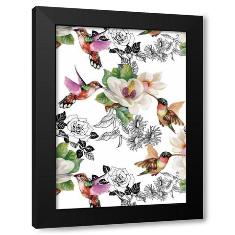 Colibris Black Modern Wood Framed Art Print by Incado