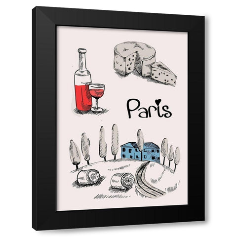 Paris I Black Modern Wood Framed Art Print by TypeLike