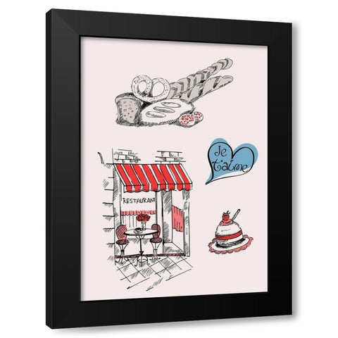 Paris II Black Modern Wood Framed Art Print with Double Matting by TypeLike