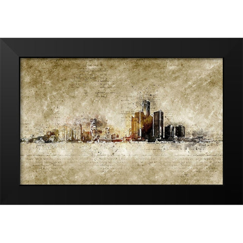 Detroit Black Modern Wood Framed Art Print by Incado