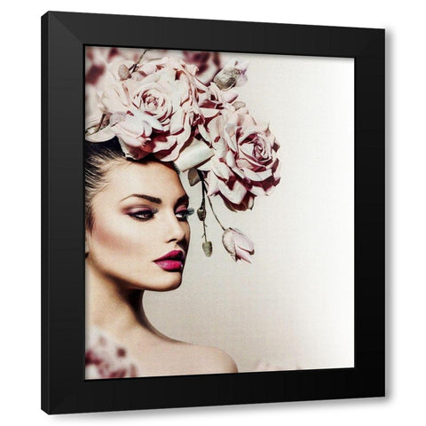 Rose Black Modern Wood Framed Art Print by Incado