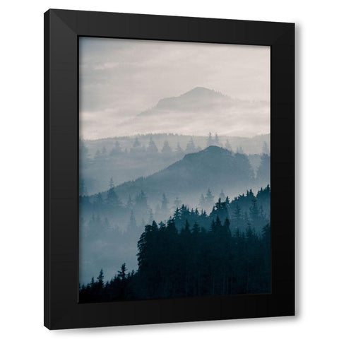 Blue Mountains I Black Modern Wood Framed Art Print with Double Matting by PhotoINC Studio