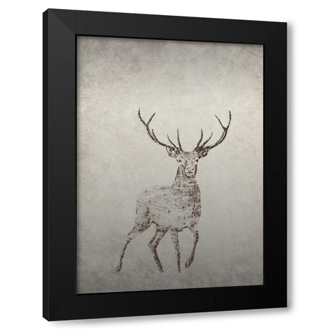 Deer Black Modern Wood Framed Art Print by Incado