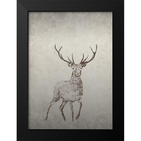 Deer Black Modern Wood Framed Art Print by Incado