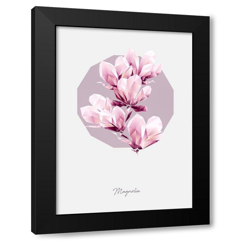 Poly Magnolia Black Modern Wood Framed Art Print by GeoMania