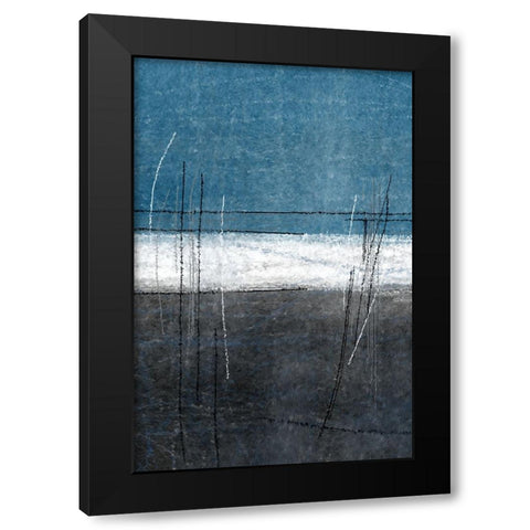 Blue Gray Grass Black Modern Wood Framed Art Print with Double Matting by Incado