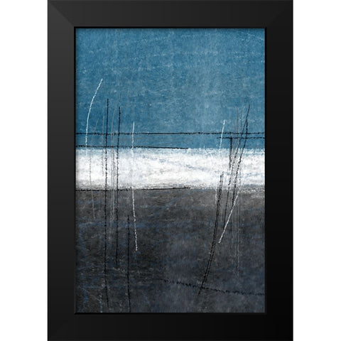 Blue Gray Grass Black Modern Wood Framed Art Print by Incado