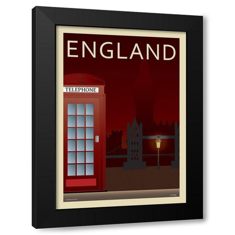 Telephone Box Black Modern Wood Framed Art Print by Incado