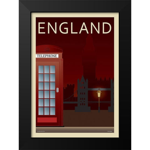 Telephone Box Black Modern Wood Framed Art Print by Incado