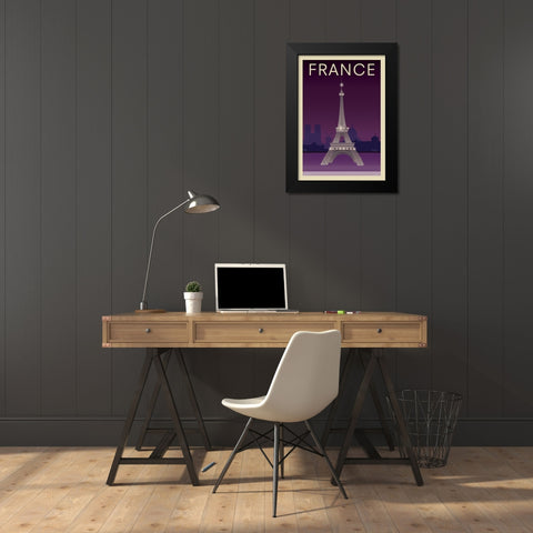 Eiffel Tower Black Modern Wood Framed Art Print by Incado