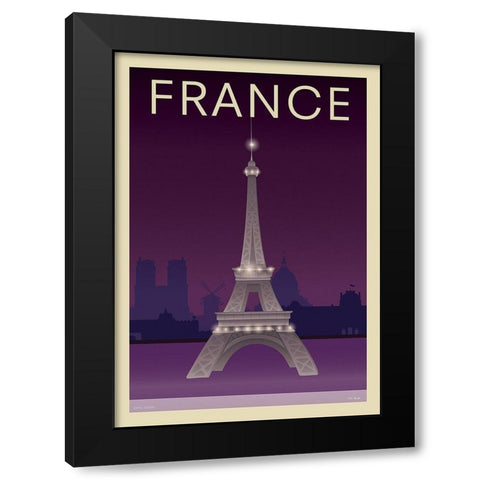 Eiffel Tower Black Modern Wood Framed Art Print by Incado