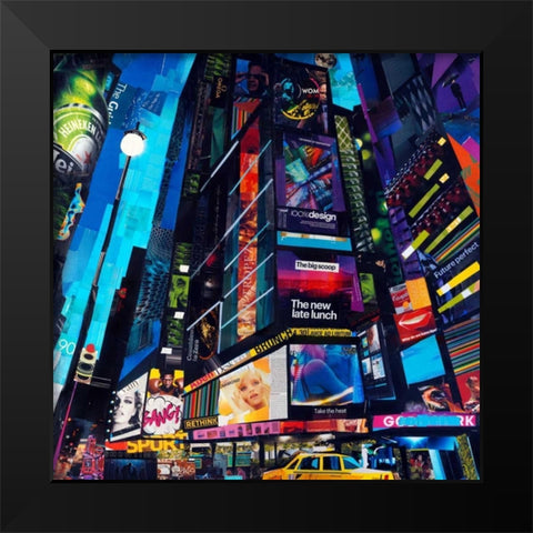 City Night Black Modern Wood Framed Art Print by Grey, James
