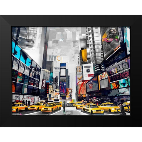 Times Square Black Modern Wood Framed Art Print by Grey, James