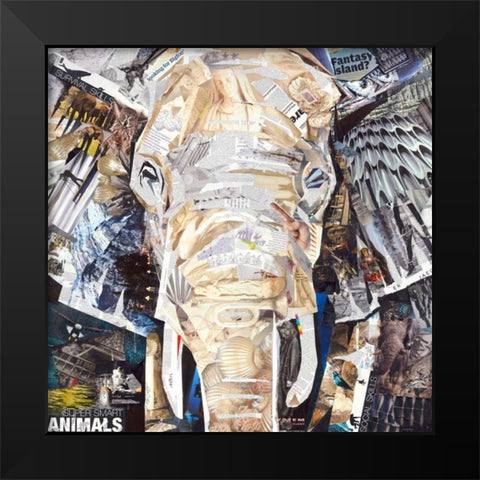 Elephants Gaze Black Modern Wood Framed Art Print by Grey, James