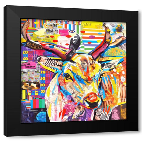 Funky Deer Black Modern Wood Framed Art Print by Grey, James